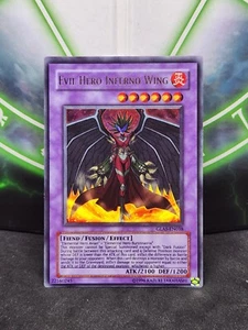 Yugioh Evil HERO Inferno Wing GLAS-EN038 Ultra Rare Unlimited NM - Picture 1 of 2