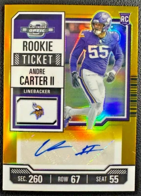 ANDRE CARTER II 2023 Panini Contenders Optic Rookie Ticket Autograph Gold 09/10 - Image 1 of 2