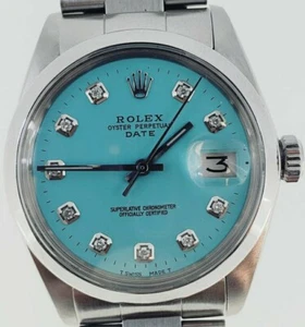 Rolex Mens Date Oyster Perpetual 34mm  Diamond - Picture 1 of 6