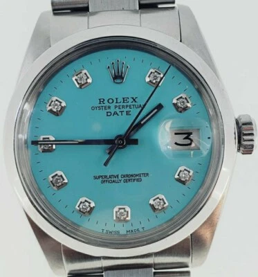Rolex Date Oyster Perpetual esfera diamante 34 mm tamaño mediano Foto 1 de 4