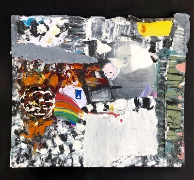 Pintura collage abstracta pequeña CONTRADICCIÓN EN EL HUEVO - Steven Tannenbaum Foto 1 de 4