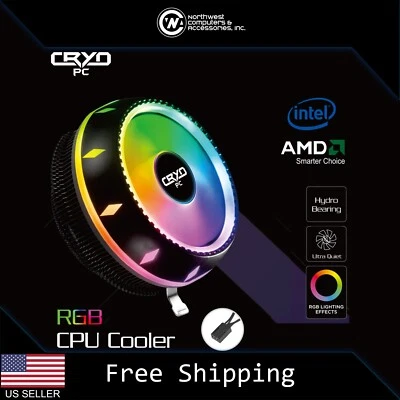 Cryo-PC RGB UFO CPU Cooler Heatsink 90mm Fan Low-Profile for AMD Intel - Image 1 of 4