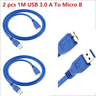 2pcs USB 3.0 Type A to Micro B Cable for External Portable and Desktop Drive - Image 1 of 4