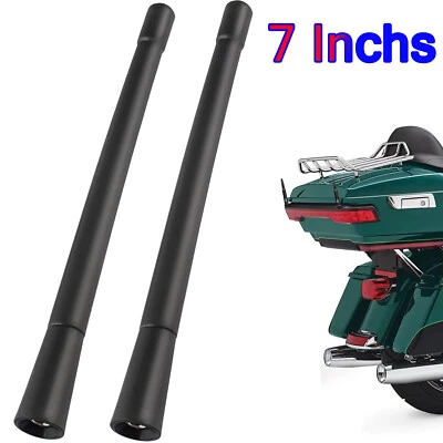Pair 7" Motorcycle Short Antenna For Harley Davidson 1989-2022 Road Glide - Image 1 of 4