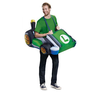 Men's Luigi Kart Inflatable Go Kart Adult Halloween Costume One Size Disguise