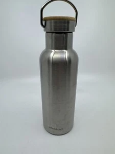 Stainless Steel Water Bottle with Logo Wood Lid and Metal Handle Refined.Com - Picture 1 of 14