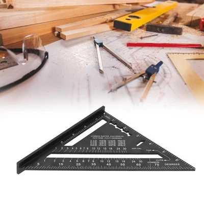 7in Triangular Ruler Aluminum Alloy Scale Measuring Ruler Miter Industrial - Image 1 of 4