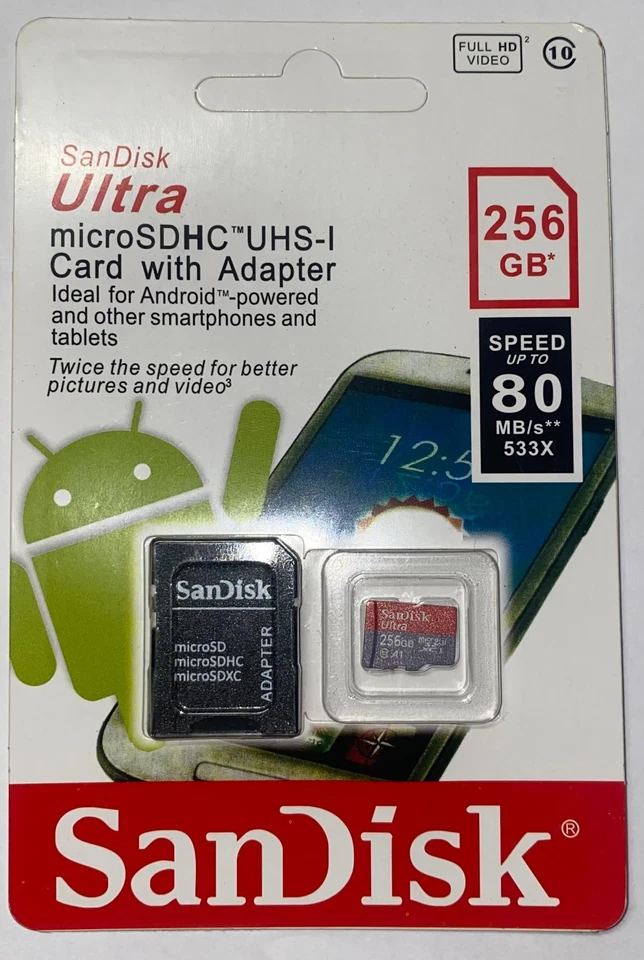 SanDisk 256GB microSD Speicherkarte 80 MB/s** A1 U1 NEU OVP - Bild 1 von 1