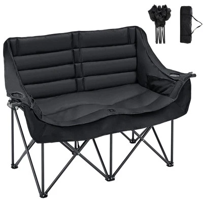 DOCRED Camping Chair Double Folding Chair Heavy Duty Loveseat Chair 2 Person Max 990lb