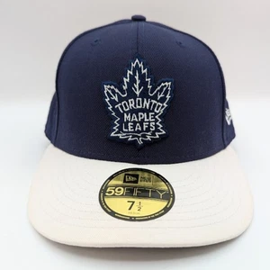 Men's Toronto Maple Leafs Fitted Cap Sz 7 1/2 Blue 100% Wool New Era 9FIFTY NHL - Picture 1 of 19