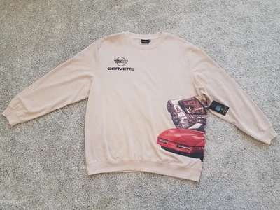 Corvette mens long sleeve sweatshirt size 2XL classic corvette logo beige - Image 1 of 4