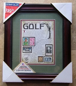 "Impresión enmarcada USPS A Stamp Art History of Golf 2008 NOS 14,5"" X 12,5"" colección" - Imagen 1 de 10