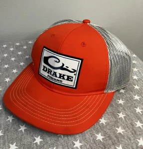 Drake Waterfowl Mesh Hat Unisex O/S Adjustable Orange Grey Strap back ๐ฅ - Picture 1 of 10
