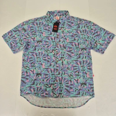 QUIKSILVER Shirt Large Blue Men's 100% Cotton 80's Retro Style Stranger Things - Image 1 of 4