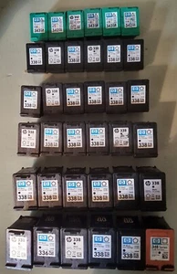 36 × ORYGINALNE HP 338 HP343 HP 348 UŻYWANE PUSTE WKŁADY ATRAMENTOWE Zobacz zdjęcia - Zdjęcie 1 z 5