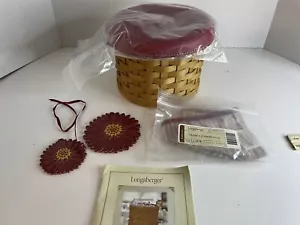 Longaberger 2004 Mother's Day Essentials Basket,Leather lid, tie on, mirror Set - Picture 1 of 15
