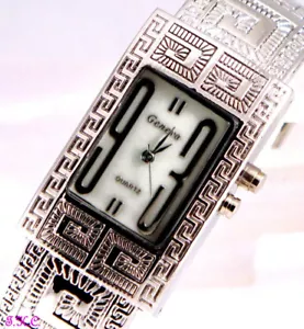 Chiave Greca Vintage, Placcato in Argento Rodio, Orologio da Bracciale, con Luce - Imagen 1 de 8