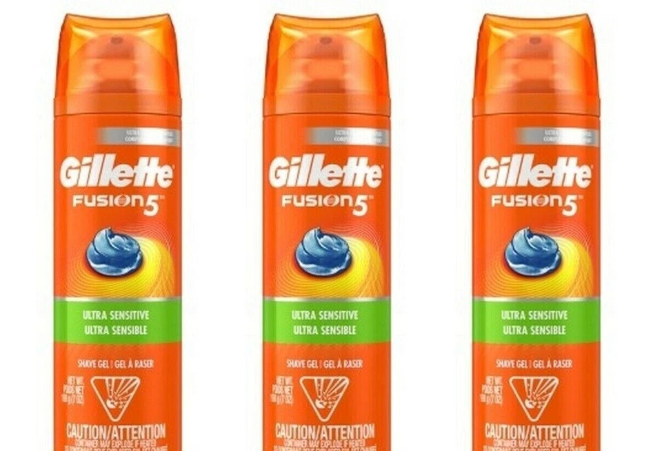 BL Gillette Fusion Shave Gel Ultra Sensitive 7 oz - THREE PACK