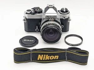 [N MINT Nikon FE Silver SLR Film Camera + 28mm F/3.5 Ai Converted from Japan - Picture 1 of 19