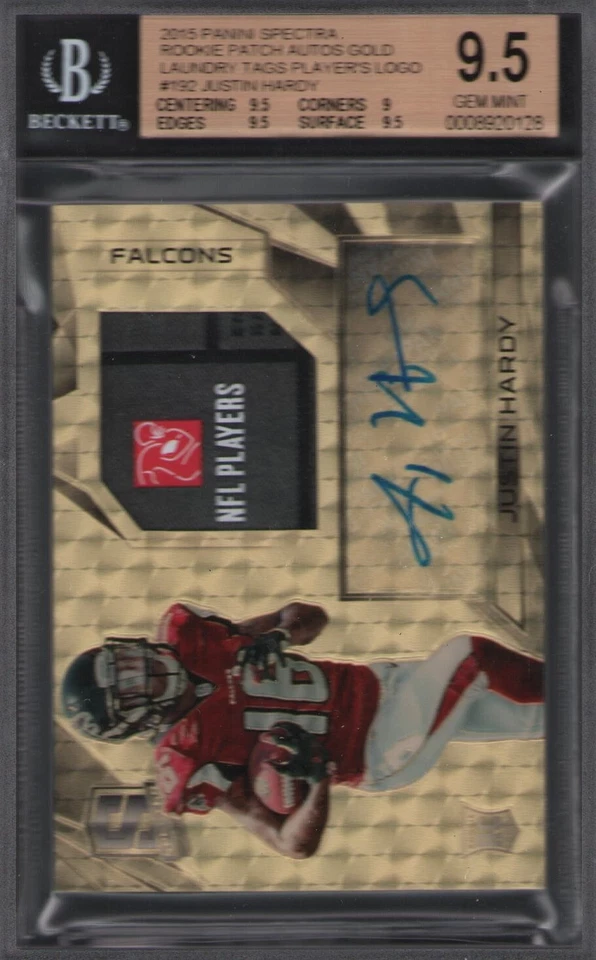 2015 Spectra Rookie Patch Auto #192 Justin Hardy RC Auto Patch 1/1 BGS 9.5/10 - Image 1 of 1