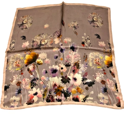 Bufanda de seda satinada morera pura con estampado de diente de león 21”X21” 53x53 cm 5-133 Foto 1 de 4