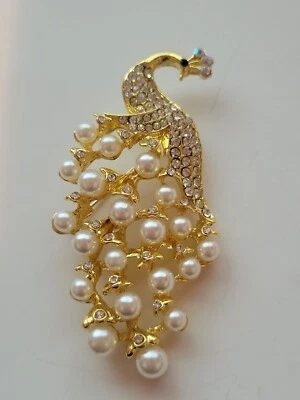 优雅的春季女士大孔雀胸针令人惊叹的珠宝 漂亮 CA 美国 E215 — 第 1/4 张图片