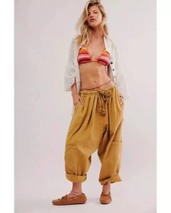 Free People Kahlani Harem Pull-On Cropped Pants Tapered-Leg Slouchy XS 279391 - Picture 1 of 9