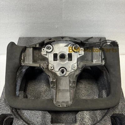 Yoke Alcantara Carbon Fiber Steering Wheel Fit Tesla Model 3 Model Y 2017-2023 - Image 1 of 4