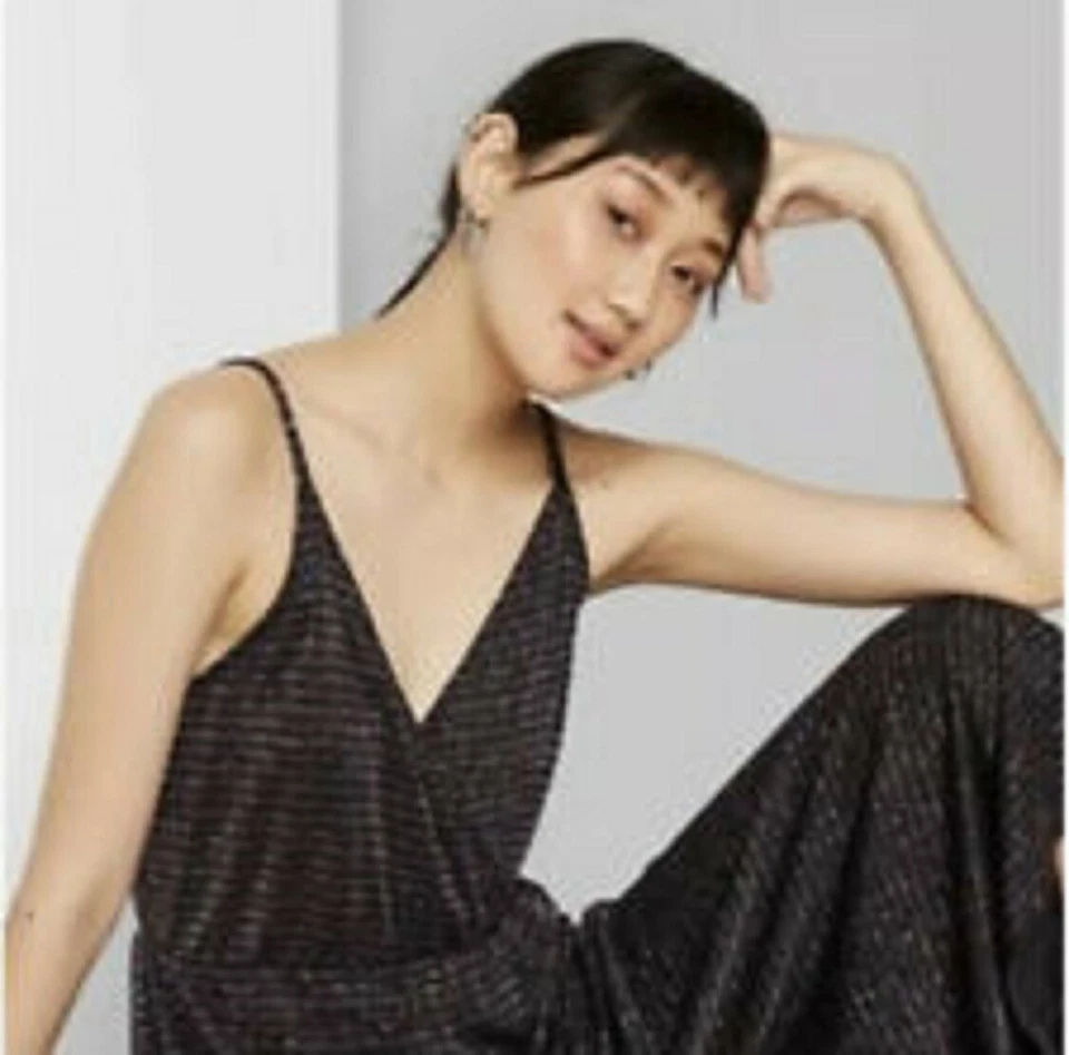 Wild Fable Women's XL Sleeveless V-neck Velvet Wrap Jumpsuit Plum