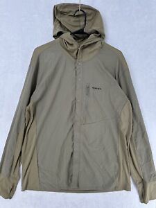 Simms Jacket Men's Large Brown Snap Front Intruder Fishing Hoody Thumb Hole