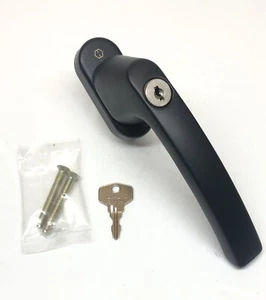 HOPPE Lockable Luxembourg Handle for Tilt & Turn Windows w/ Key, 099S/U26- BLACK - Picture 1 of 12