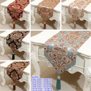 Vintage Style Jacquard Tablecloth Table Runner Tasseled Dining Home Decoration - Picture 1 of 18