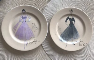SET 2 ROSANNA RETRO FASHION DESSERT PLATES 8” MADE IN ITALY - Picture 1 of 12