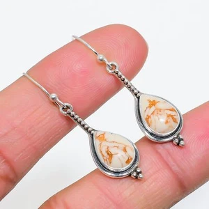 Copper White Turquoise Gemstone 925 Sterling Silver Jewelry Earring - Picture 1 of 4