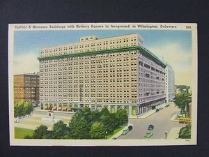 Cartolina Wilmington Delaware DE DuPont Nemours Buildings Rodney Square 1930-45 - Foto 1 di 1