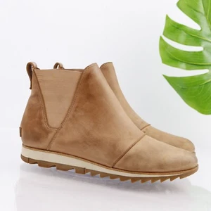 Sorel Womens Joan Arctic Boot Size 11 Waterproof Tan Nubuck Chelsea Wedge Bootie - Picture 1 of 13