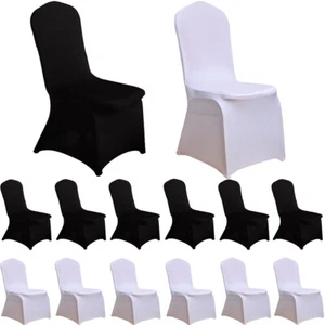 1-50er Stuhlhussen Stretch Stuhlbezug Weiß Stuhlüberzug Stuhl Hussen Bezug - Bild 1 von 22