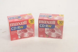 Two Maxell CD-RW 650 MB 10 Pack CD Rewritable 74 Min 1X to 4X SEALED NEW - Picture 1 of 4