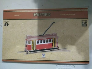 3-D TROLLEY PUZZLE, Noodle your IQ by Discovery Bay Games, Thin Wood Pieces - Picture 1 of 7
