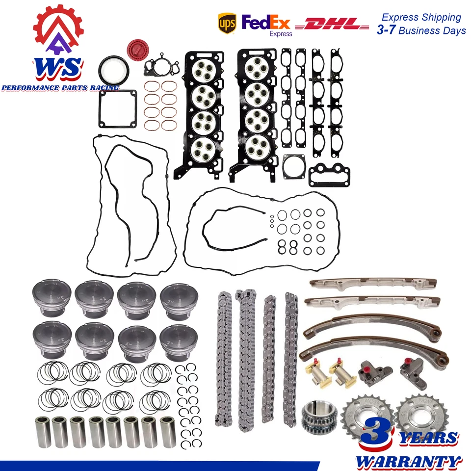For 2005-2009 Land Rover 4.4L 448PN Head Gasket Set Piston Set Timing Chain Kit - Image 1 of 4