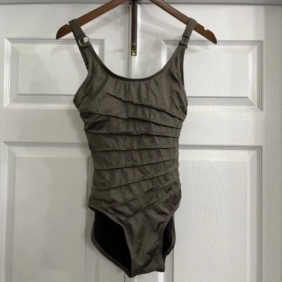 Traje de Baño Calvin Klein Acanalado Una Pieza, Marrón Sólido Bronce Oscuro Talla 8 LEER Foto 1 de 4