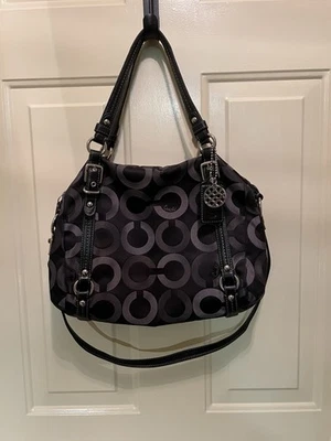 Coach Womens Monogram 2-Way Strapped Shoulder Bag Handbag Black — 第 1/4 张图片