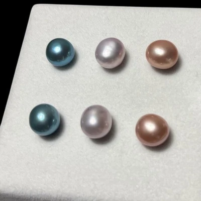 Juego de 3 aretes Honora perlas de agua dulce esterlina 925 rosa verde melocotón Foto 1 de 4