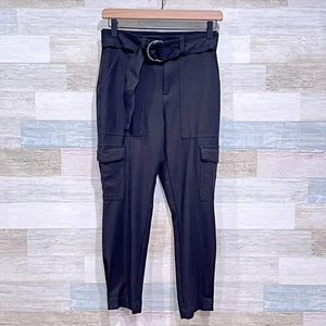 Pantalones al tobillo Banana Republic ajustados refinados elásticos negros tiro alto para mujer 0P - Imagen 1 de 8