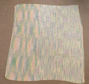 Baby Girl Blanket Afghan Blue/Pink/Green/Yellow Handmade Crocheted de - Picture 1 of 3