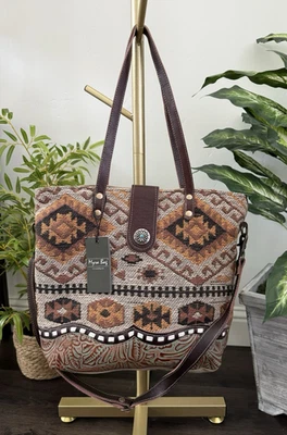 NEW Myra Traditionalistic Tooled Leather Conceal Carry Tote Bag Southwestern - Image 1 of 4