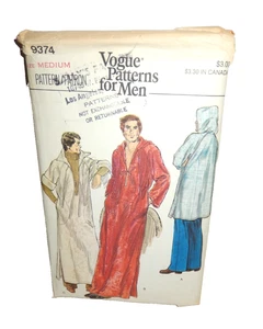 Vintage 70's Vogue 9374 ORIGINAL Sewing Pattern Uncut Men's Medium Caftan Tunic - Picture 1 of 2
