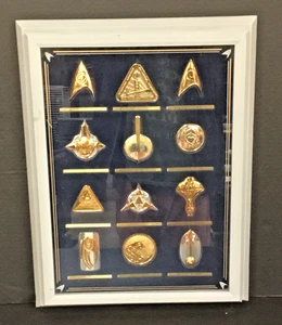 Star Trek Insignia Badges Set Sterling & Gold Franklin Mint Framed w/ Glass - Picture 1 of 17