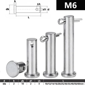 M6 6mm Steckbolzen Sicherungsbolzen Splintbolzen Anschlagbolzen Edelstahl A2 - Picture 1 of 6