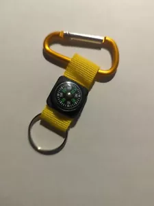 Vintage Stoffkarabiner Kompass gelb - Bild 1 von 2